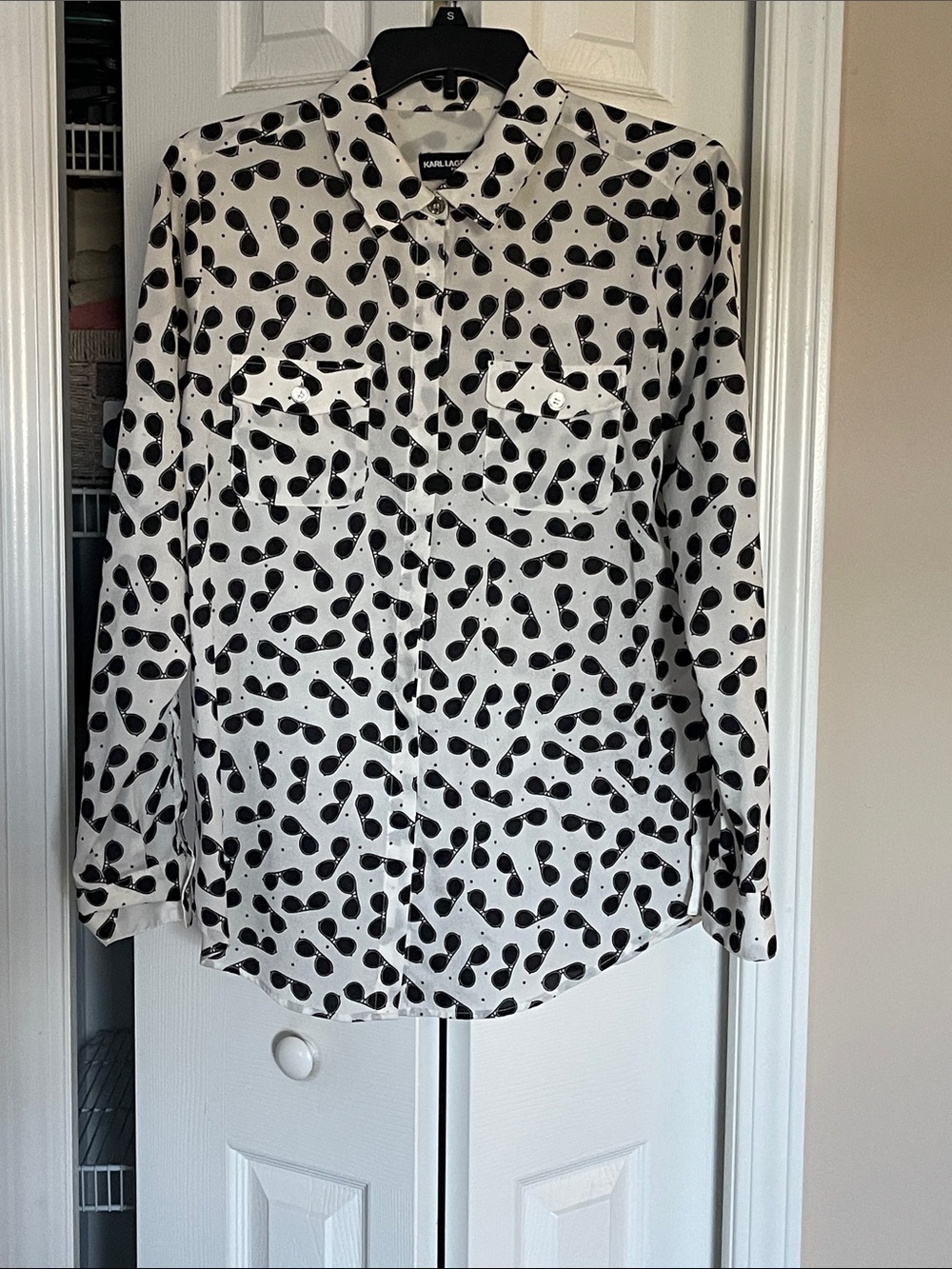 Karl Lagerfeld Black & White Polka Dot Blouse